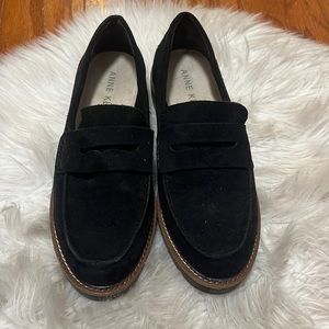 Black suede loafers